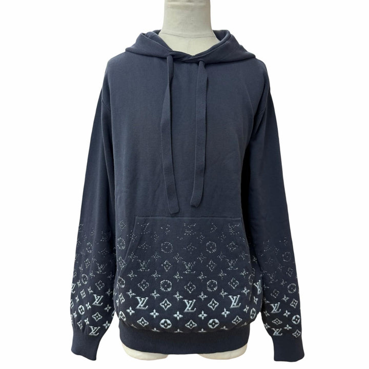 Excellent LOUIS VUITTON hoodie Gradient Cotton Hoodie Monogram Navy cotton L