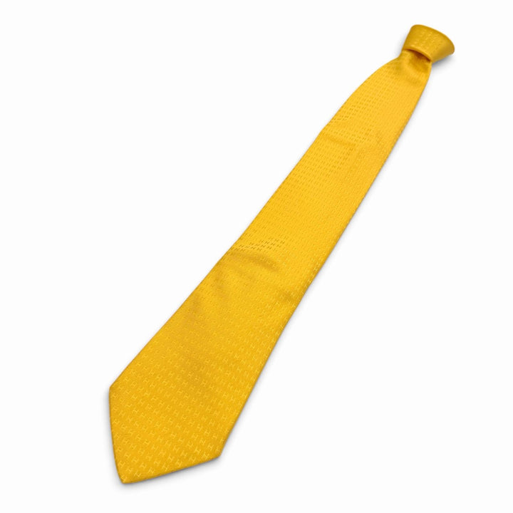 Pristine HERMES tie Fasone H CRAVATE FACONNEE H-weave yellow silk H036321T L3