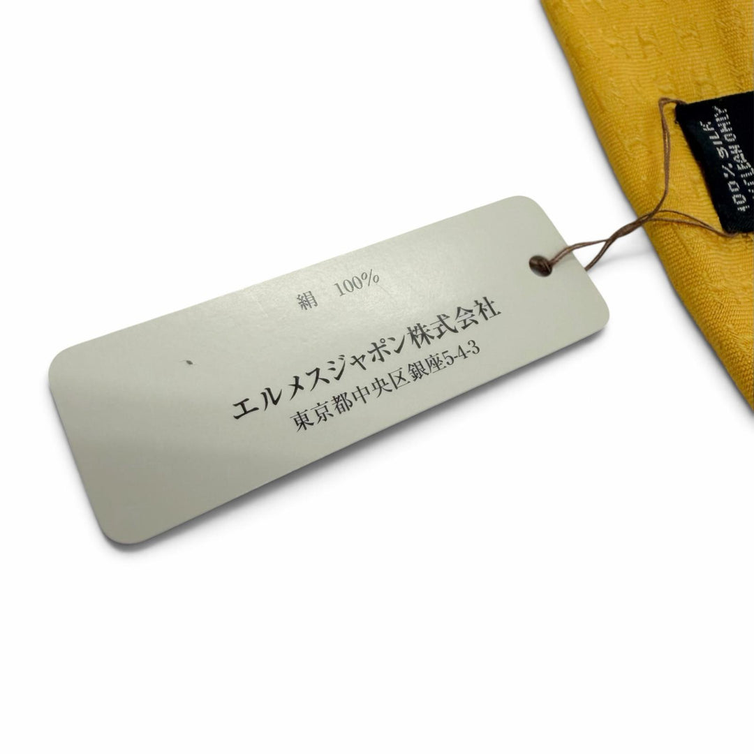 Pristine HERMES tie Fasone H CRAVATE FACONNEE H-weave yellow silk H036321T L3