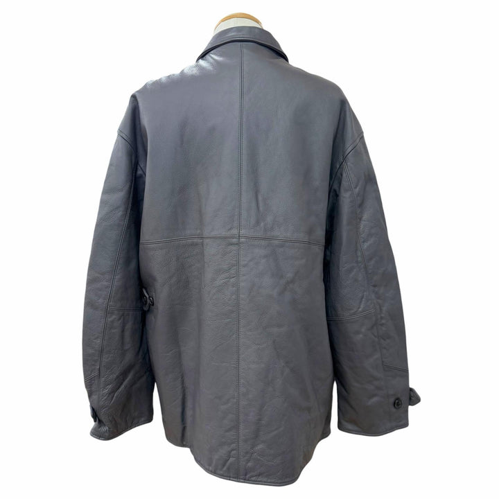 Pristine UNUSED Leather car coat Leather car coat gray Cowhide mens 3 US2450
