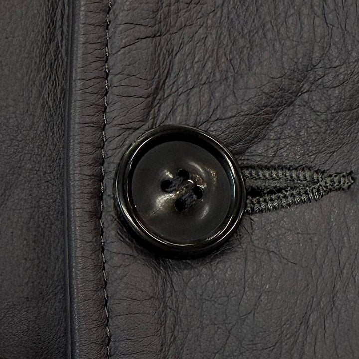 Pristine UNUSED Leather car coat Leather car coat gray Cowhide mens 3 US2450