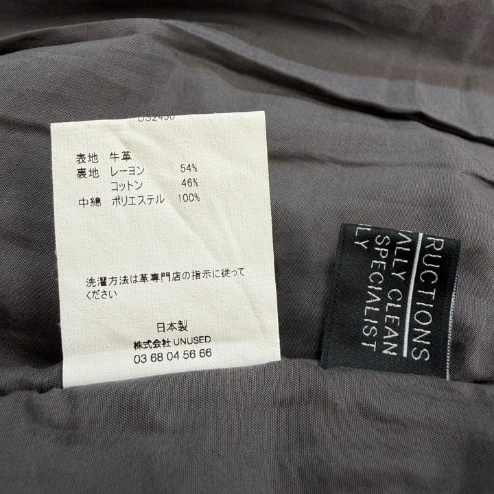 Pristine UNUSED Leather car coat Leather car coat gray Cowhide mens 3 US2450