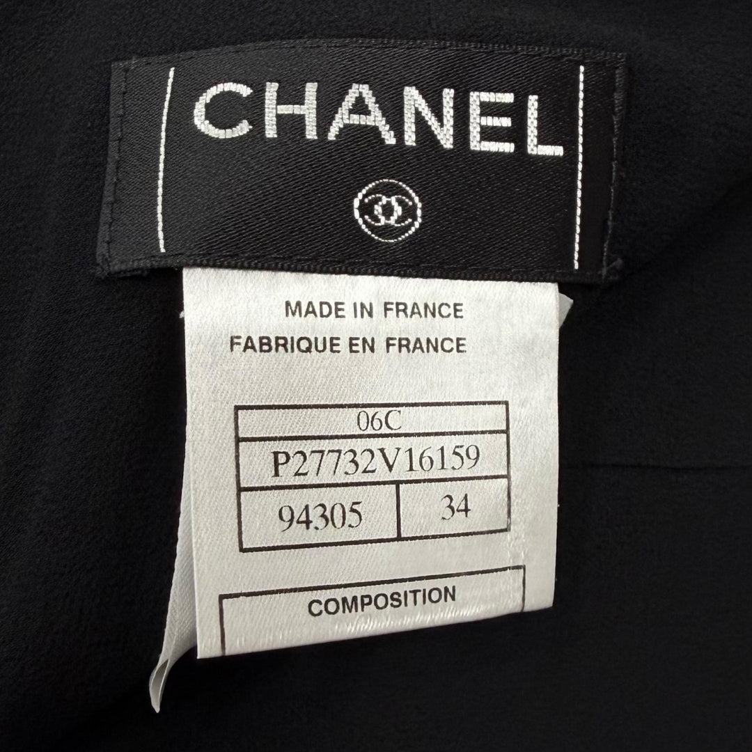 Excellent CHANEL flare skirt COCO Mark Silk Chiffon black silk FR 34 06C P27732