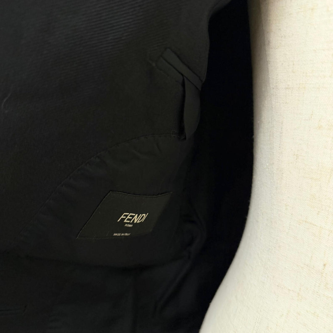 Pristine FENDI tailored jacket Shiny finish double-breasted jacket black wool