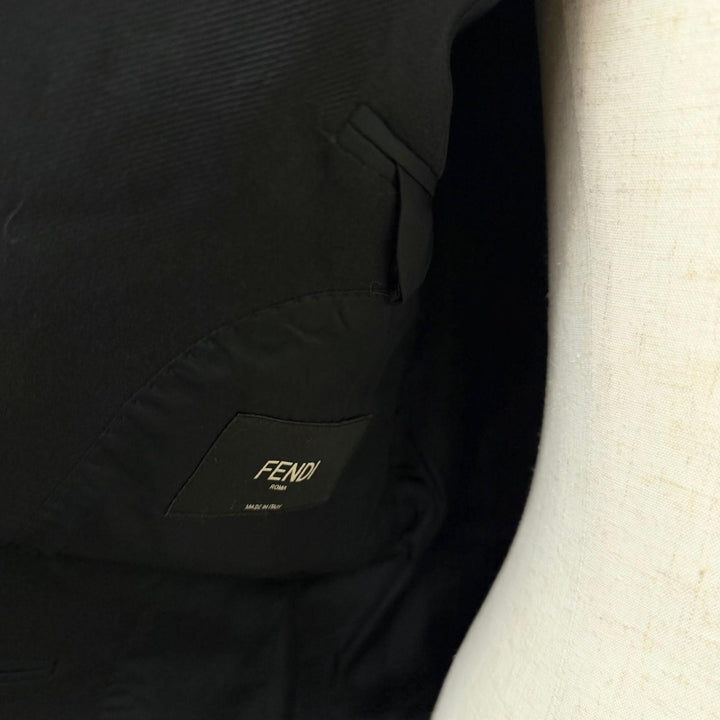Pristine FENDI tailored jacket Shiny finish double-breasted jacket black wool