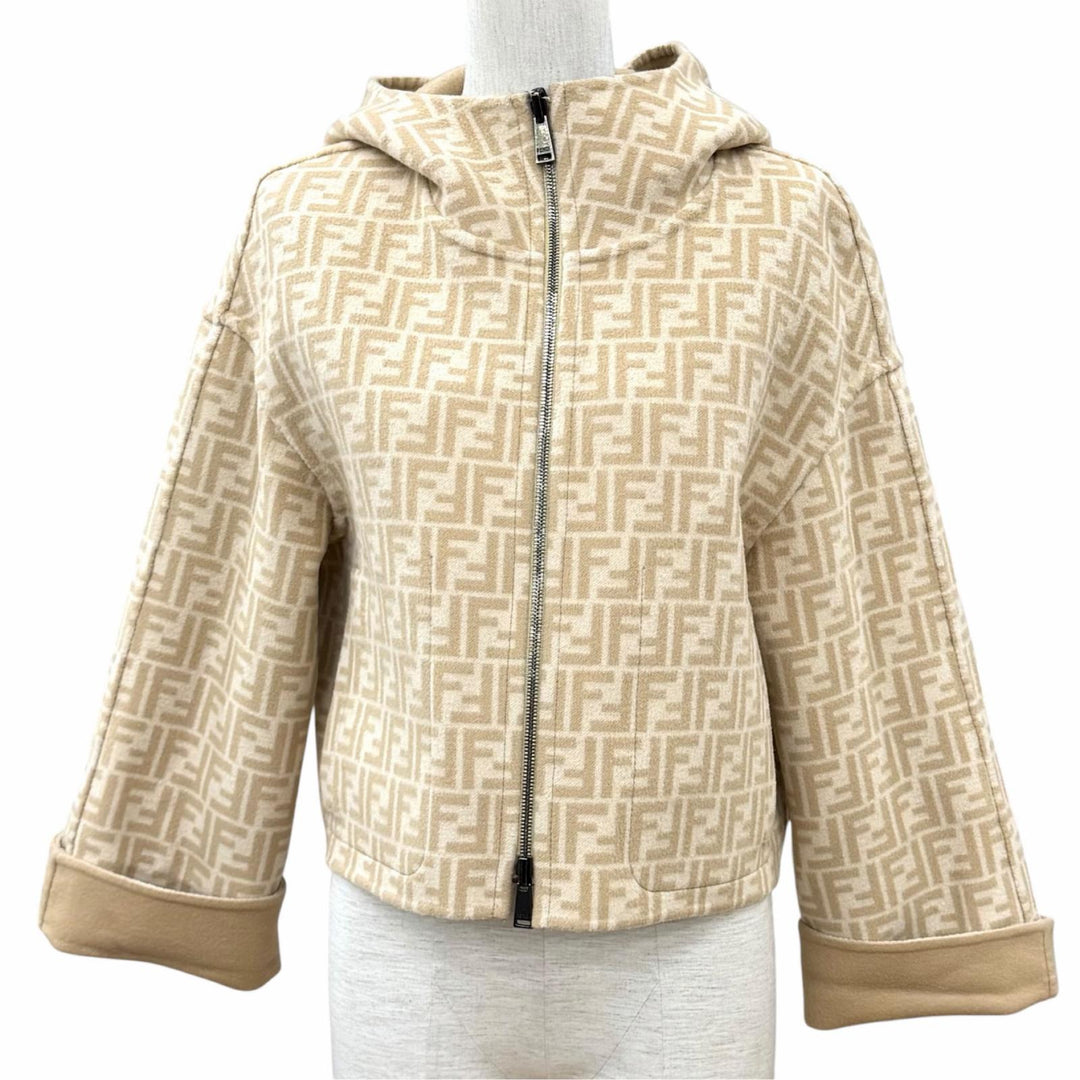 Excellent FENDI Jacket beige Virgin wool Women IT 38 FJ6993 A5HD