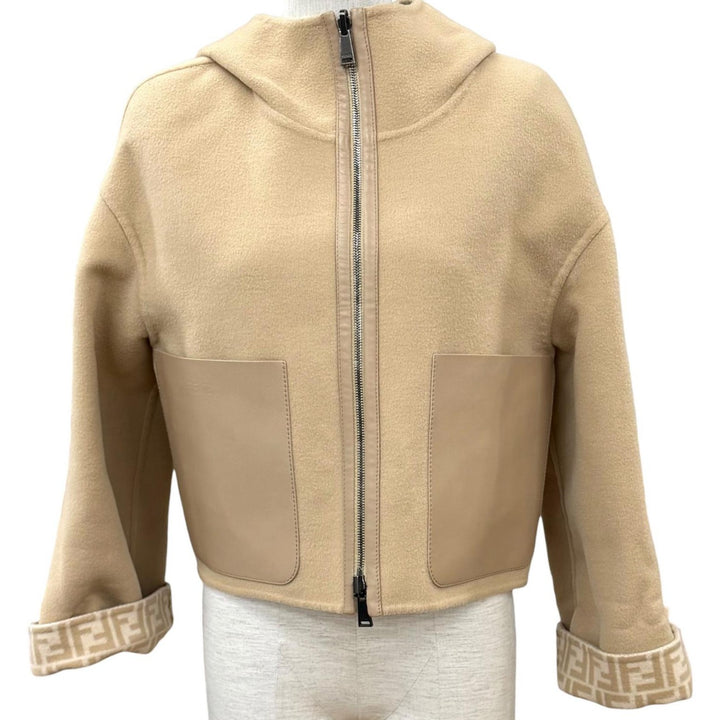 Excellent FENDI Jacket beige Virgin wool Women IT 38 FJ6993 A5HD