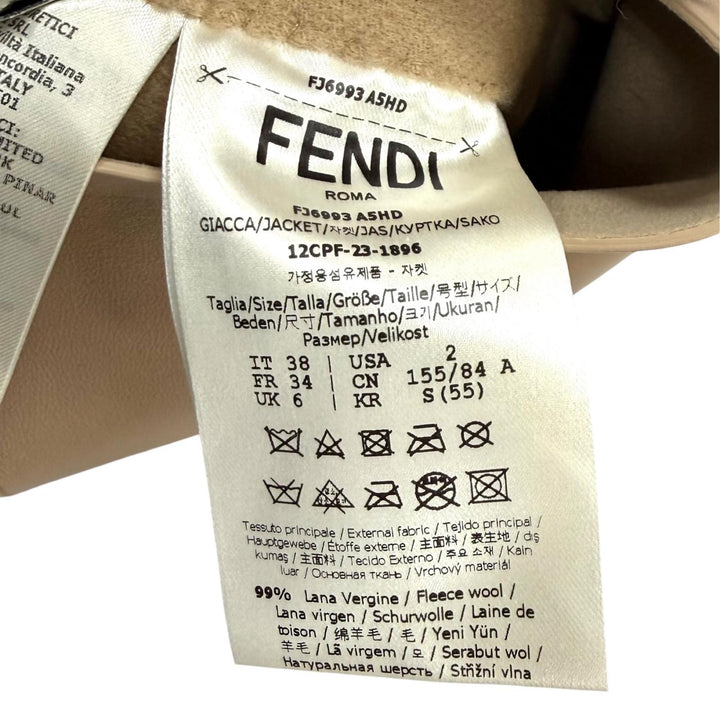 Excellent FENDI Jacket beige Virgin wool Women IT 38 FJ6993 A5HD
