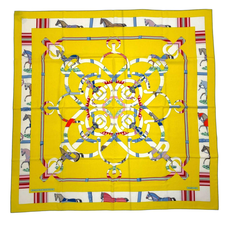 Pristine HERMES scarf Carré 140 Carré Géant Apron d'Or Large format cashmere