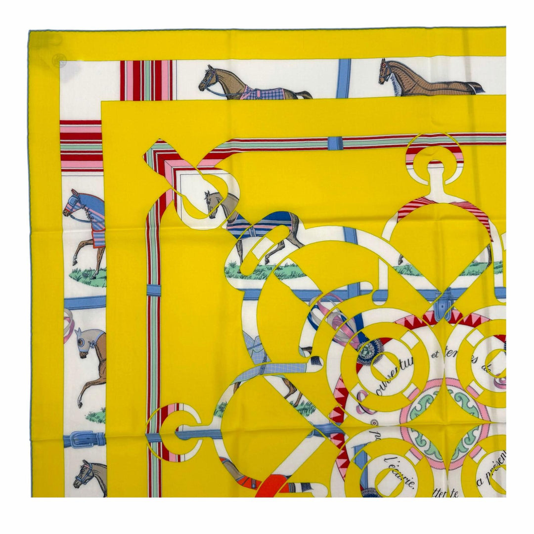 Pristine HERMES scarf Carré 140 Carré Géant Apron d'Or Large format cashmere