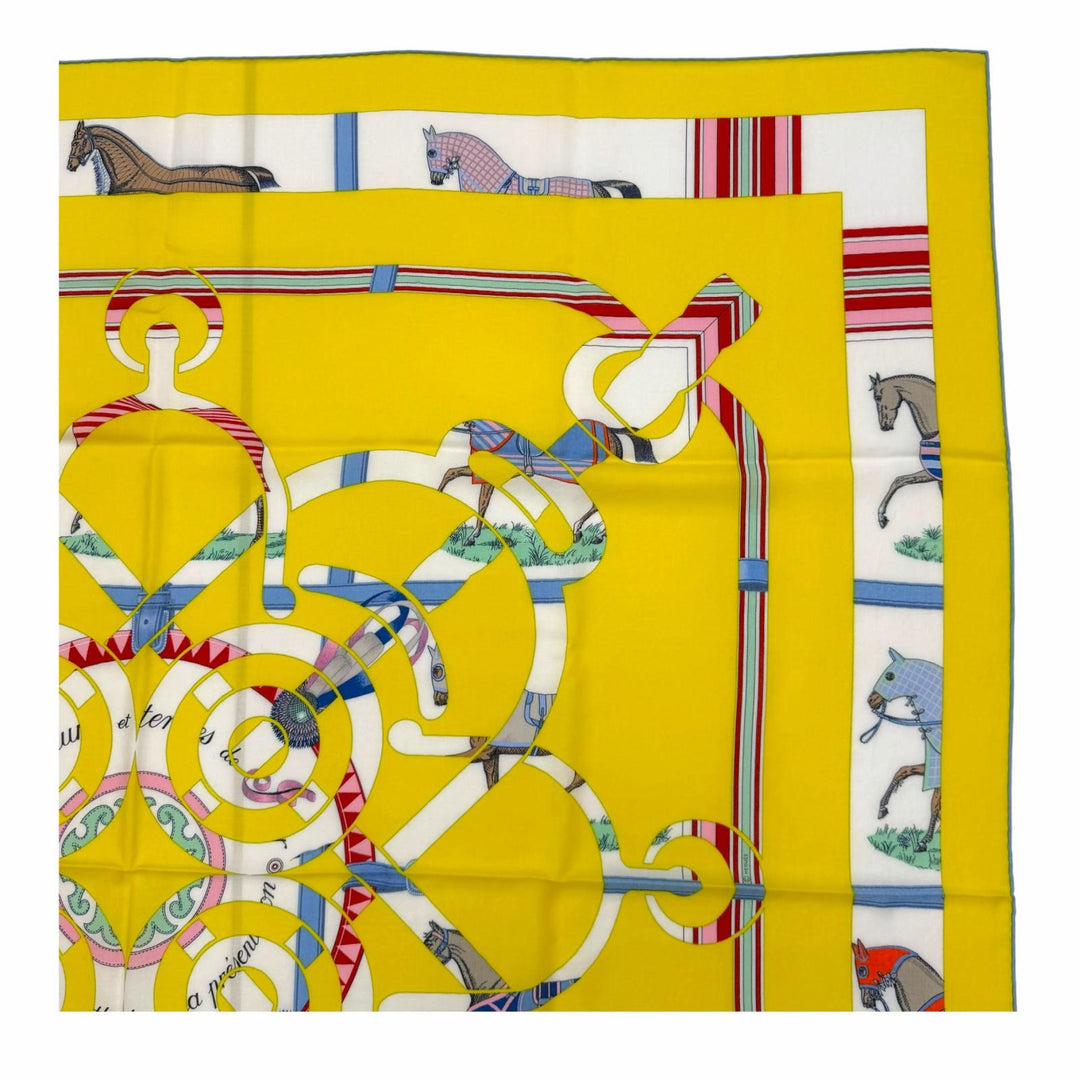 Pristine HERMES scarf Carré 140 Carré Géant Apron d'Or Large format cashmere