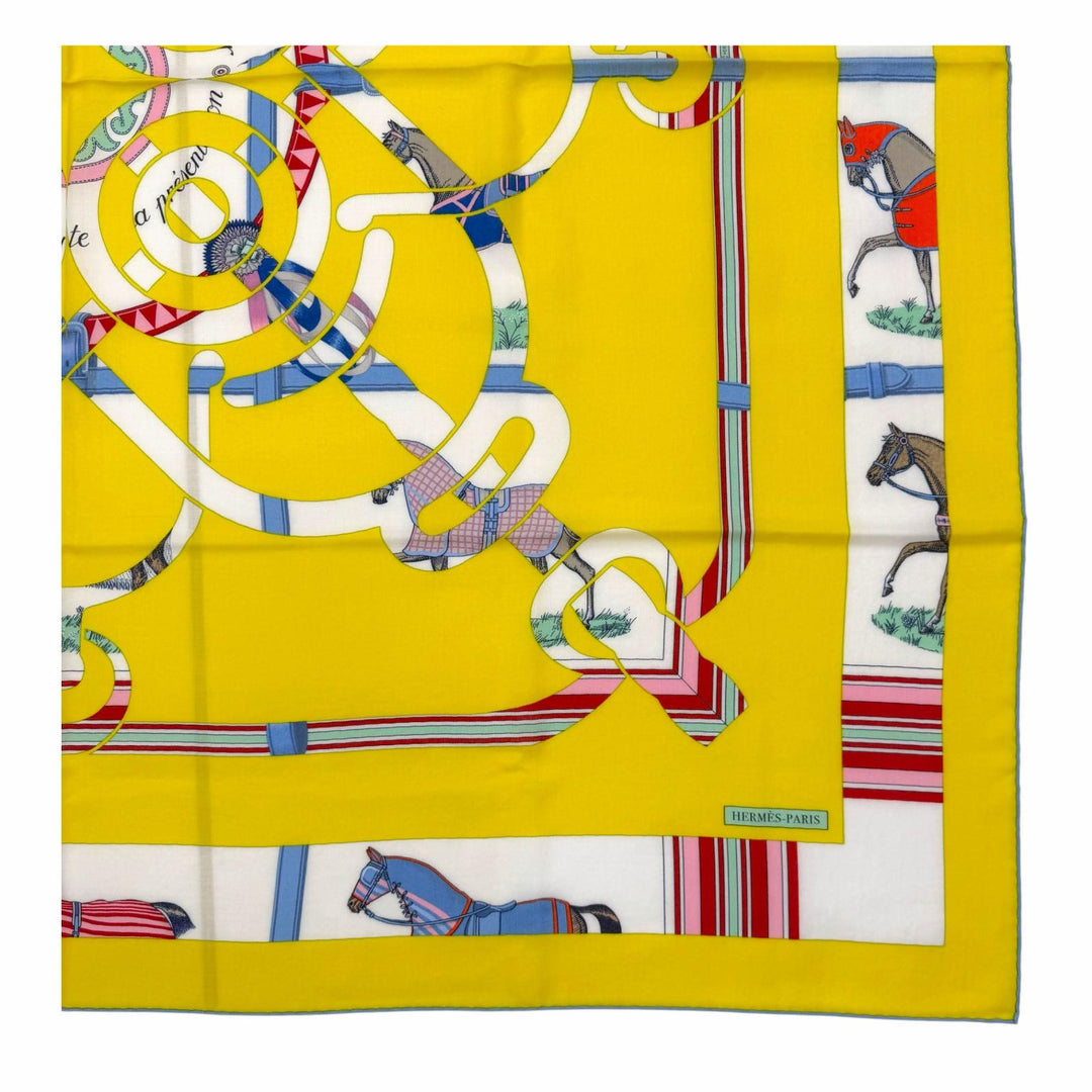 Pristine HERMES scarf Carré 140 Carré Géant Apron d'Or Large format cashmere