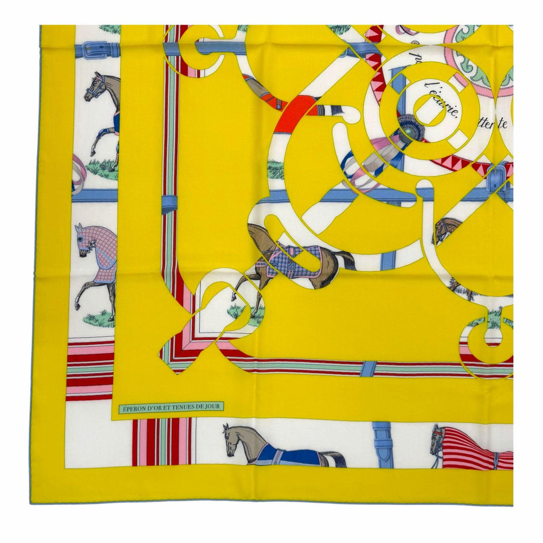 Pristine HERMES scarf Carré 140 Carré Géant Apron d'Or Large format cashmere
