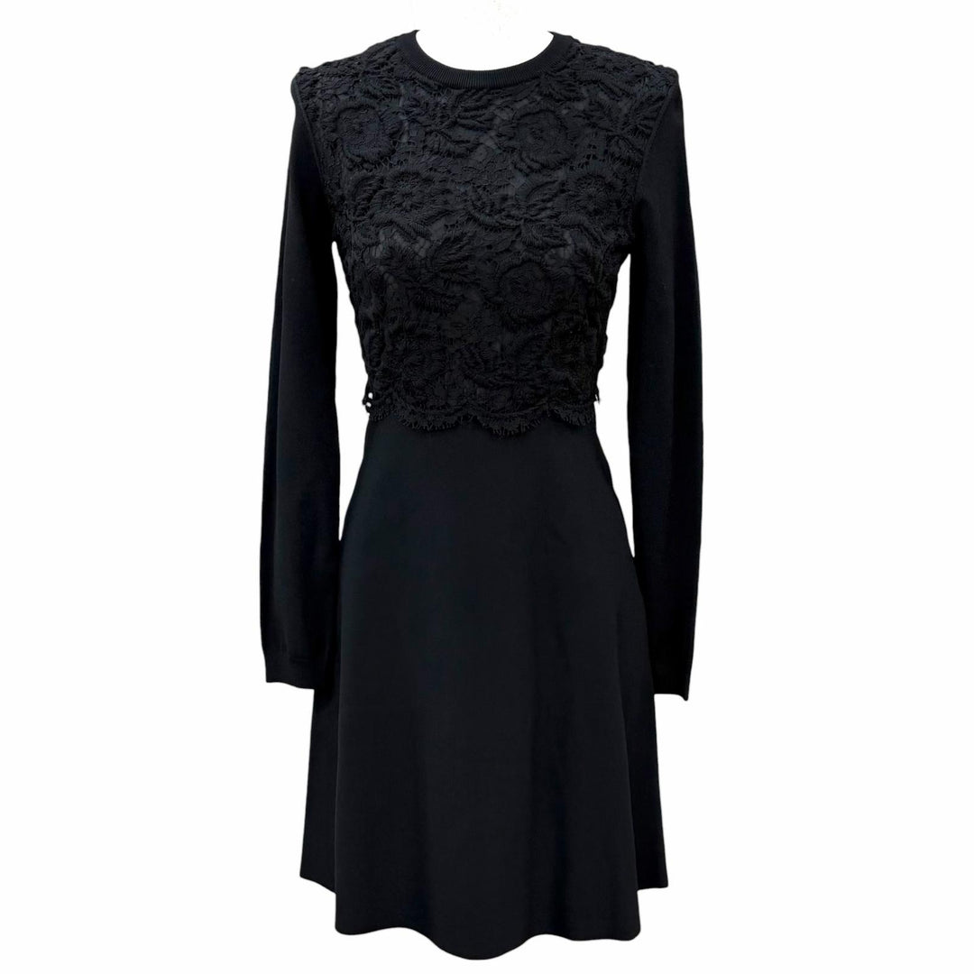Excellent VALENTINO one piece Lace switching long sleeves Rayon S LB3KD09C2SC