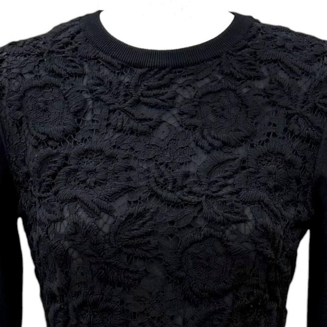 Excellent VALENTINO one piece Lace switching long sleeves Rayon S LB3KD09C2SC