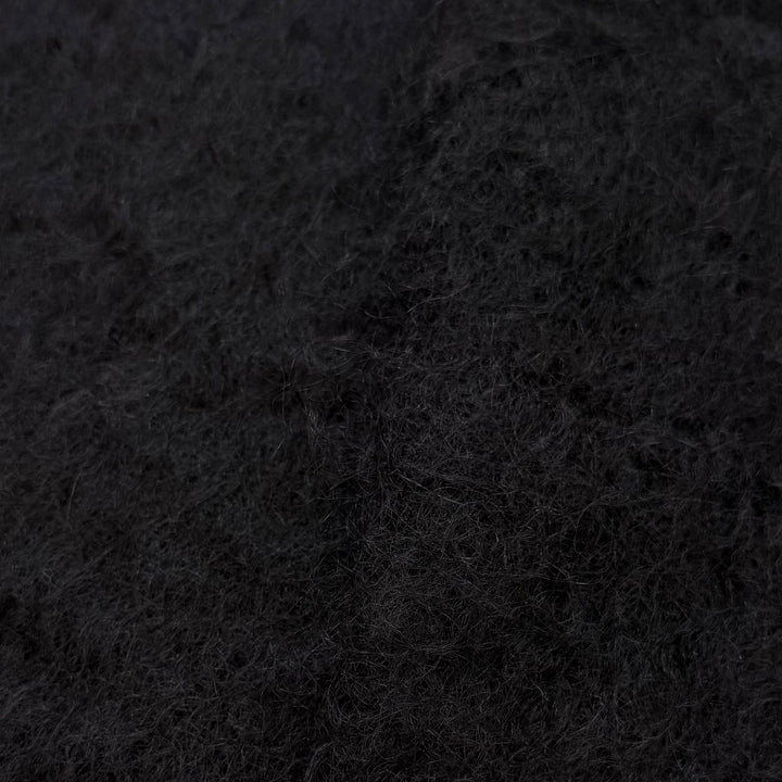 Excellent LOEWE Scarf Anagram Leather Patch Fringe black mohair Women