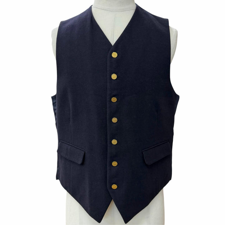 Great HERMES Best Ex-Libris Gold Button V-Neck Vest Navy wool mens IT 50