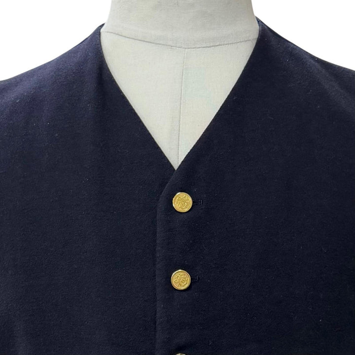 Great HERMES Best Ex-Libris Gold Button V-Neck Vest Navy wool mens IT 50