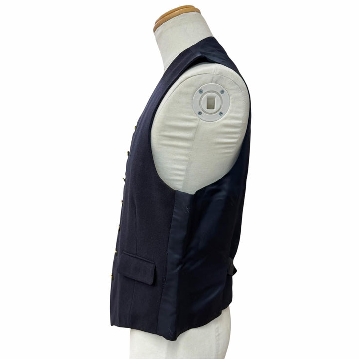 Great HERMES Best Ex-Libris Gold Button V-Neck Vest Navy wool mens IT 50