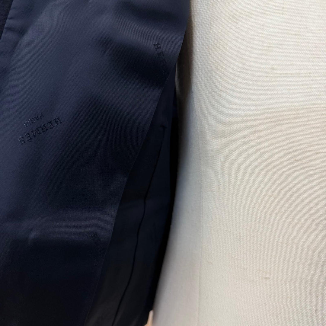 Great HERMES Best Ex-Libris Gold Button V-Neck Vest Navy wool mens IT 50
