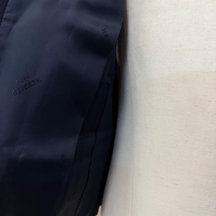 Great HERMES Best Ex-Libris Gold Button V-Neck Vest Navy wool mens IT 50
