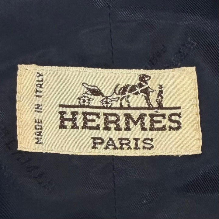 Great HERMES Best Ex-Libris Gold Button V-Neck Vest Navy wool mens IT 50