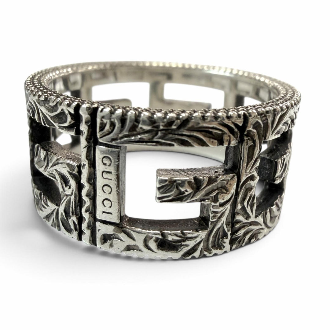 Great GUCCI Ring ring Arabesque Square G Silver AG925 mens 21