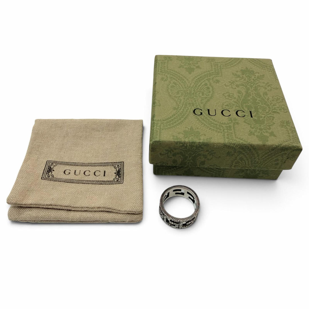 Great GUCCI Ring ring Arabesque Square G Silver AG925 mens 21