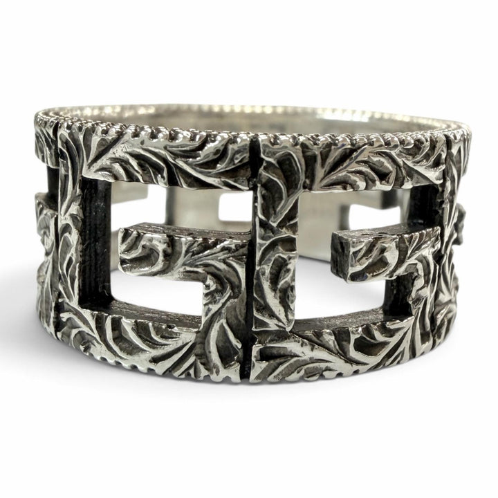 Great GUCCI Ring ring Arabesque Square G Silver AG925 mens 21
