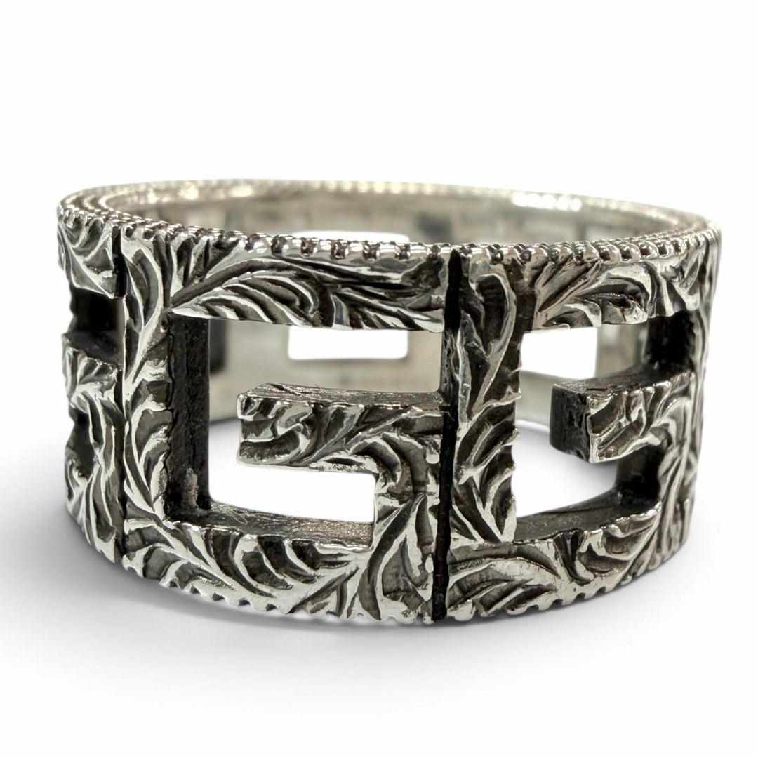 Great GUCCI Ring ring Arabesque Square G Silver AG925 mens 21