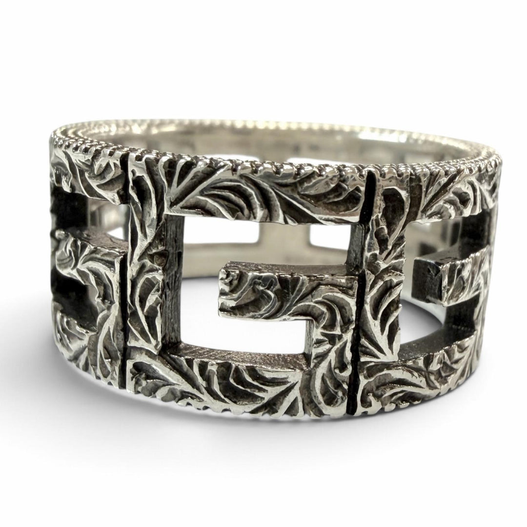 Great GUCCI Ring ring Arabesque Square G Silver AG925 mens 21
