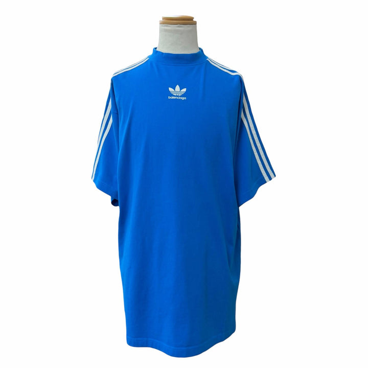 Pristine BALENCIAGA adidas Short sleeve T-shirt logo print blue cotton 2 739101