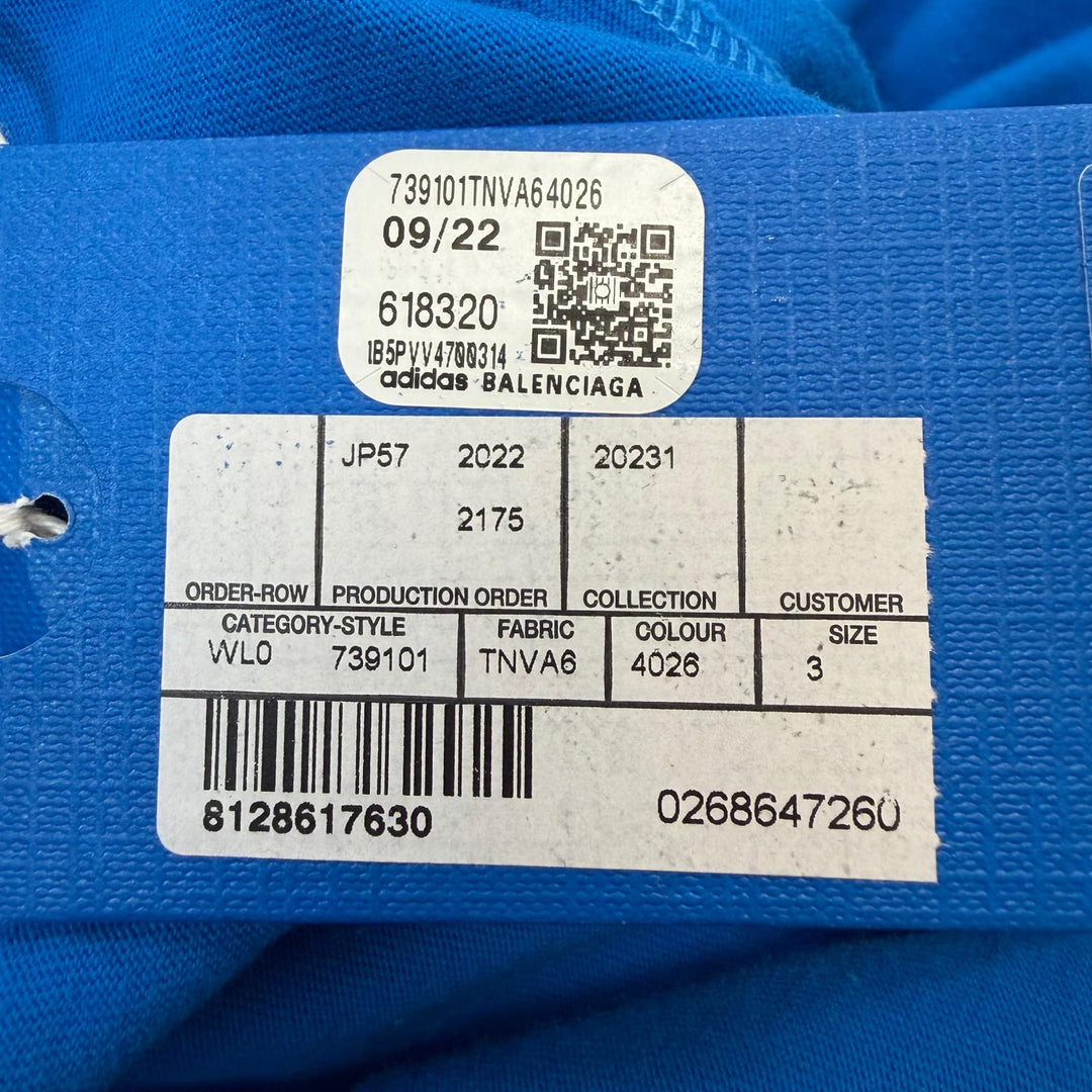 Pristine BALENCIAGA adidas Short sleeve T-shirt logo print blue cotton 2 739101