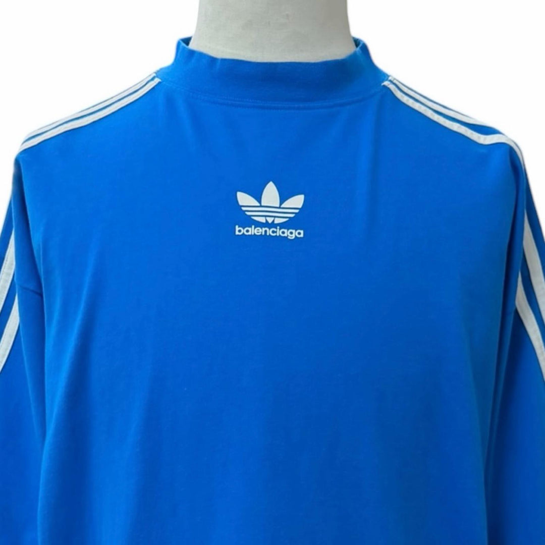 Pristine BALENCIAGA adidas Short sleeve T-shirt logo print blue cotton 2 739101
