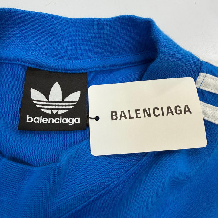 Pristine BALENCIAGA adidas Short sleeve T-shirt logo print blue cotton 2 739101