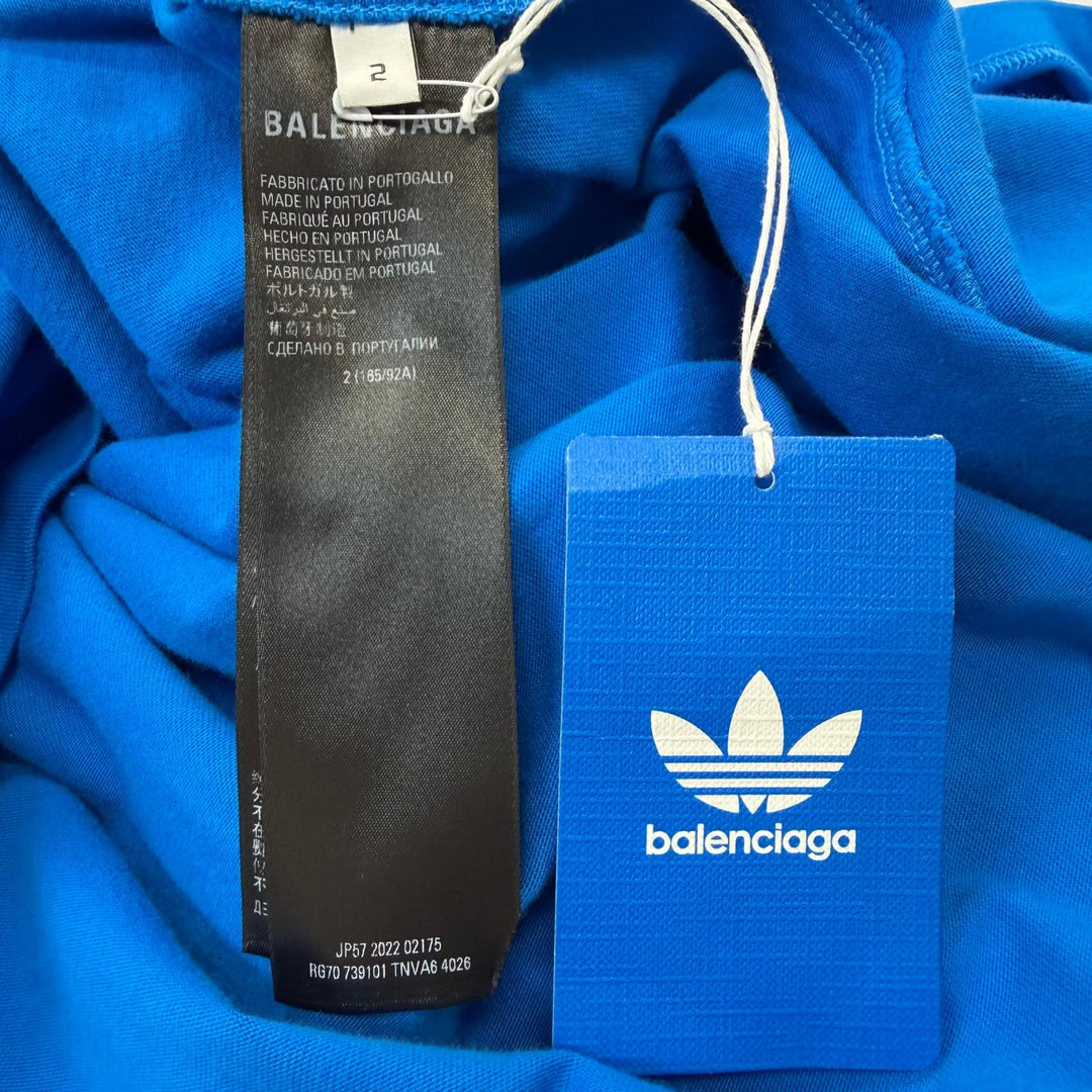 Pristine BALENCIAGA adidas Short sleeve T-shirt logo print blue cotton 2 739101