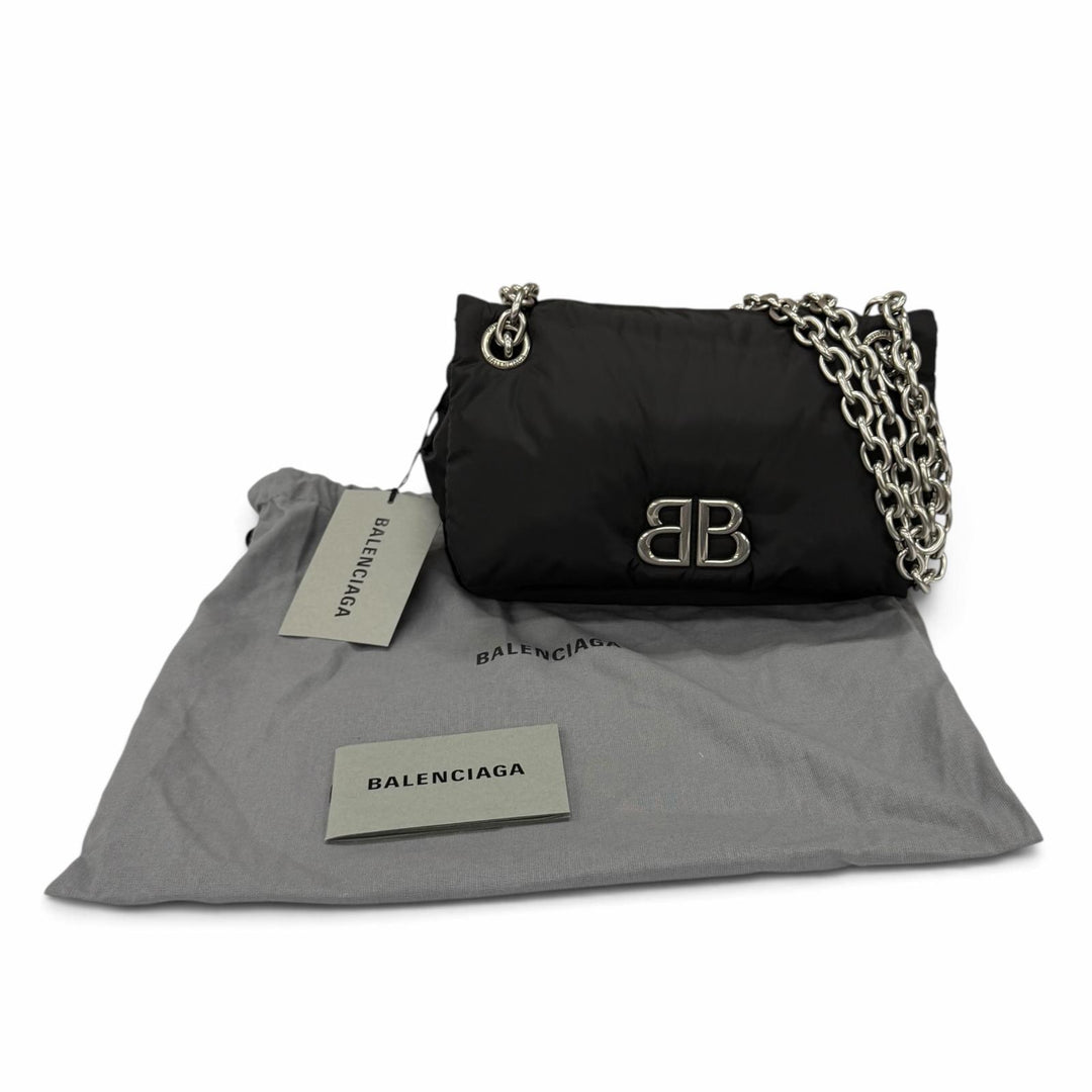 Pristine BALENCIAGA Shoulder Bag Logo Metal Monaco Mini Chain polyamide 792977