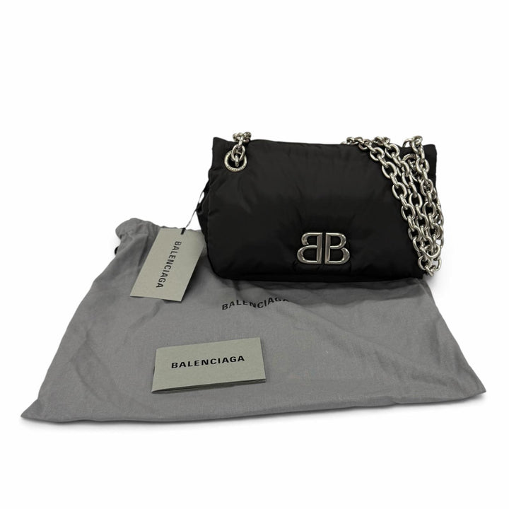 Pristine BALENCIAGA Shoulder Bag Logo Metal Monaco Mini Chain polyamide 792977