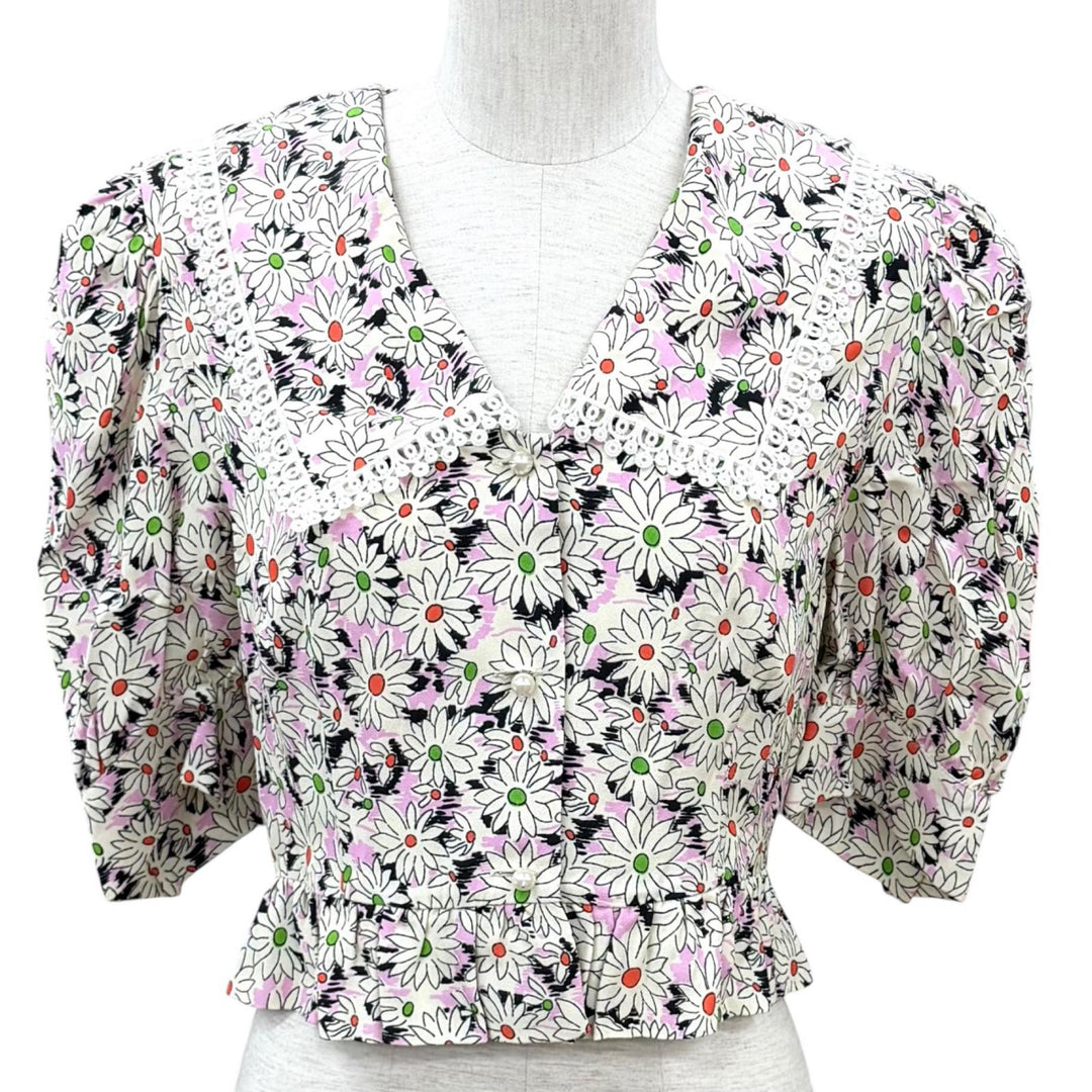 Excellent MIUMIU Jacket Floral print, pearl buttons, wide collar Viscose 38