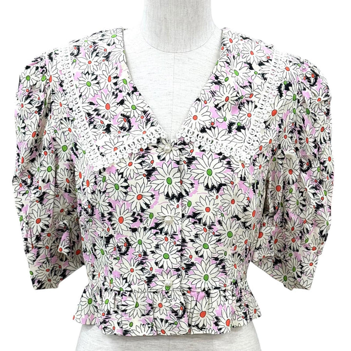 Excellent MIUMIU Jacket Floral print, pearl buttons, wide collar Viscose 38