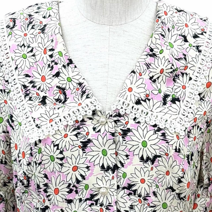 Excellent MIUMIU Jacket Floral print, pearl buttons, wide collar Viscose 38