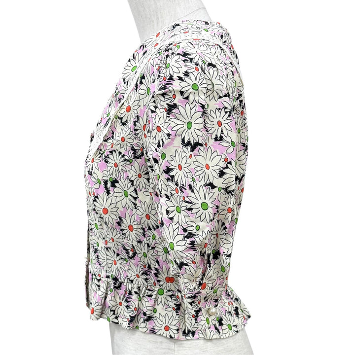 Excellent MIUMIU Jacket Floral print, pearl buttons, wide collar Viscose 38