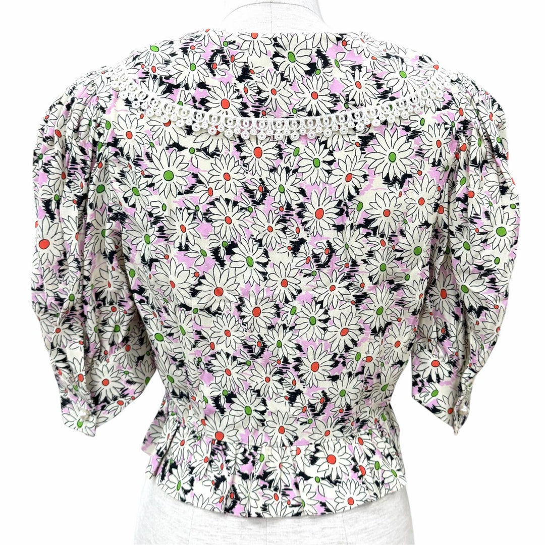 Excellent MIUMIU Jacket Floral print, pearl buttons, wide collar Viscose 38