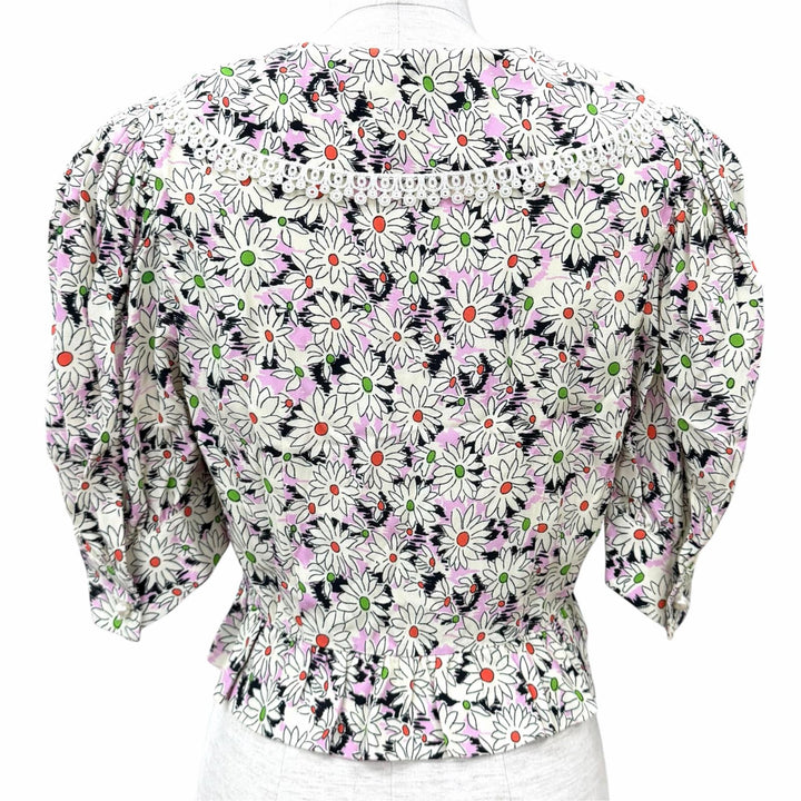 Excellent MIUMIU Jacket Floral print, pearl buttons, wide collar Viscose 38