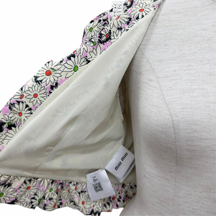 Excellent MIUMIU Jacket Floral print, pearl buttons, wide collar Viscose 38