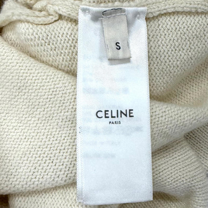 Excellent CELINE knit Logo design cropped long sleeve Ivory wool S 2A11V402P