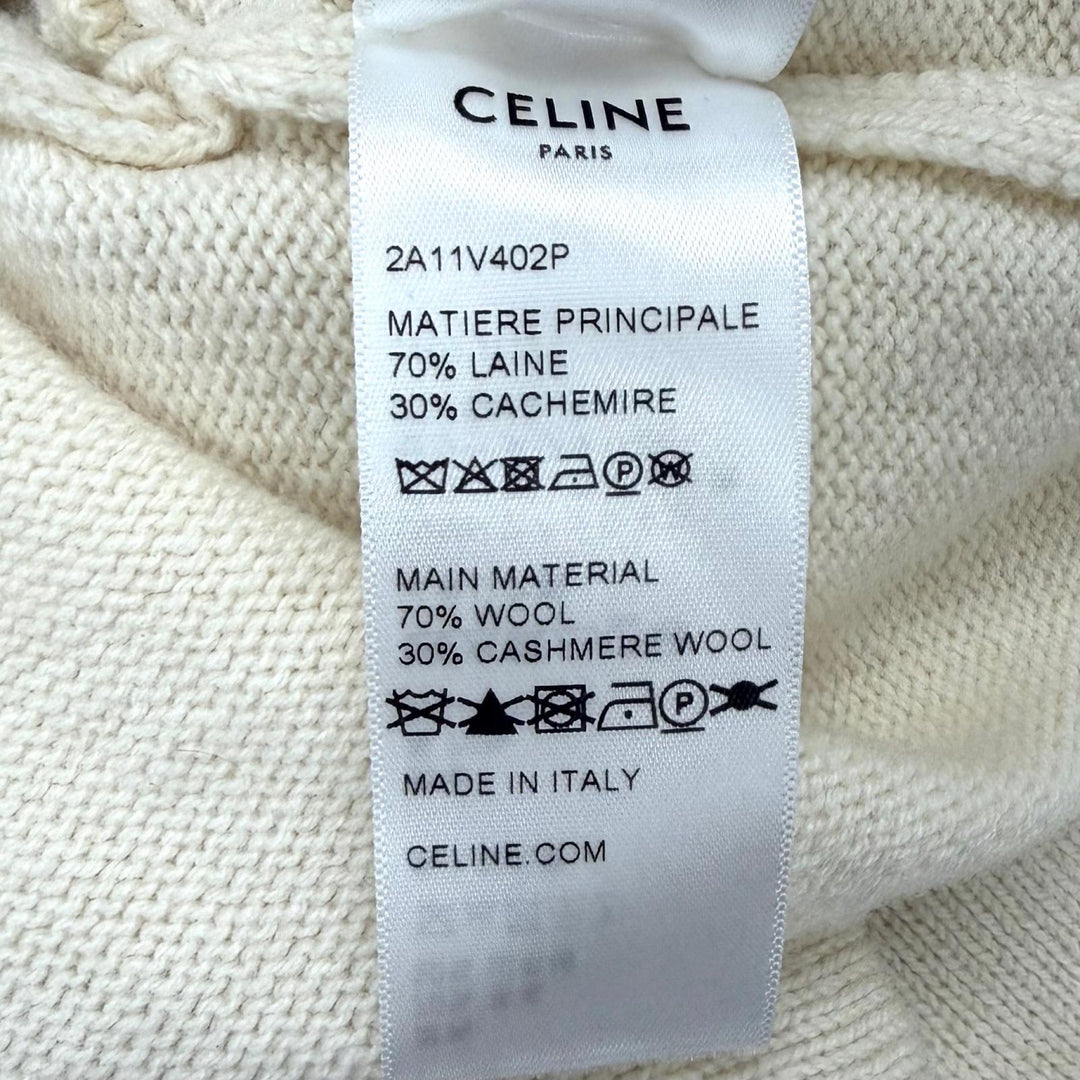 Excellent CELINE knit Logo design cropped long sleeve Ivory wool S 2A11V402P