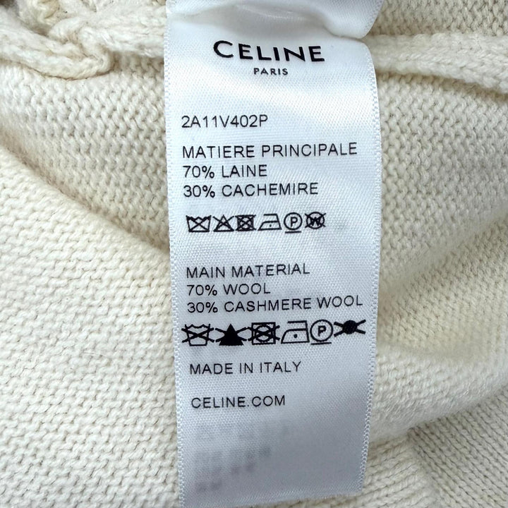 Excellent CELINE knit Logo design cropped long sleeve Ivory wool S 2A11V402P