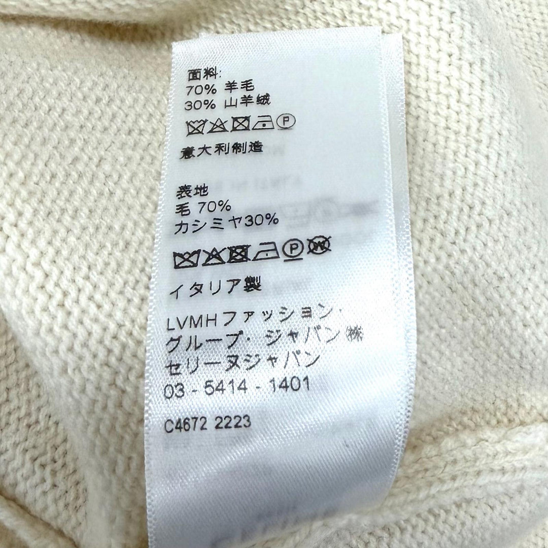 Excellent CELINE knit Logo design cropped long sleeve Ivory wool S 2A11V402P