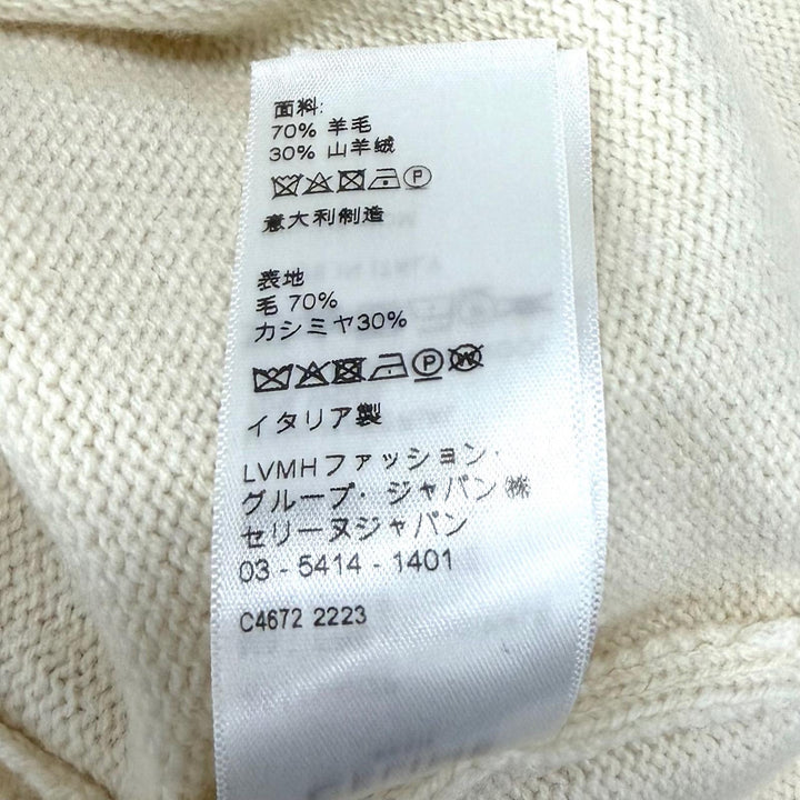 Excellent CELINE knit Logo design cropped long sleeve Ivory wool S 2A11V402P